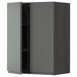IKEA METOD Навісна шафа з полицями/2 дверцята, чорний/Voxtorp темно-сірий, 60x80 см (794.588.83)