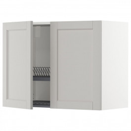 IKEA METOD Навісна шафа з сушаркою/2 дверцята, білий/Lerhyttan світло-сірий, 80x60 см (894.650.05)