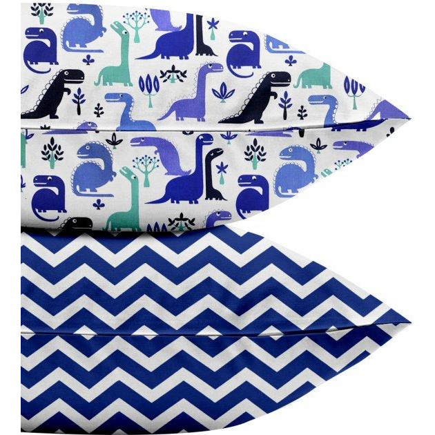 COSAS Набір наволочок  Set Pillow Dino Blue ZigZag Blue 50х70 2 шт. (4822052023679) - зображення 1