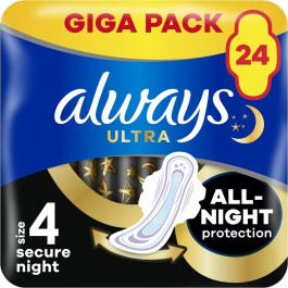 Always Гігієнічні прокладки  Ultra Secure Night (Розмір 4) 24 шт. (8006540093764)