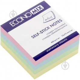 ECONOMIX блок паперу з липким шаром Блок клейким 75х75 4 кольори 400 аркушів  E20937