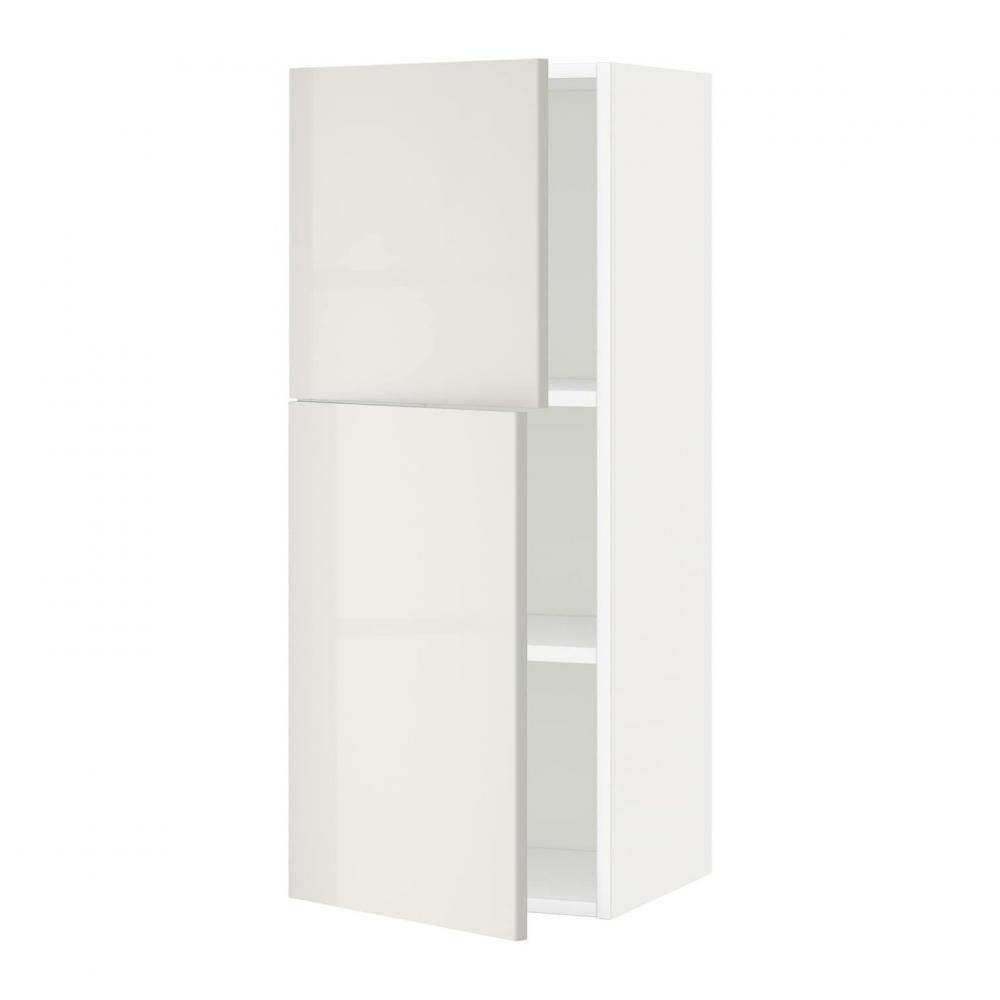 IKEA METOD 394.565.98 навісна шафа з полицями/2 двер, білий/Ringhult світло-сірий - зображення 1