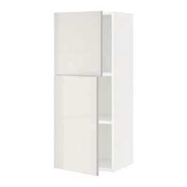IKEA METOD 394.565.98 навісна шафа з полицями/2 двер, білий/Ringhult світло-сірий