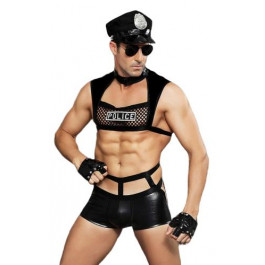 JSY Sexy Lingerie Костюм поліцейського  Police 6603 чорний: топ + труси + рукавички + окуляри + наручники ()
