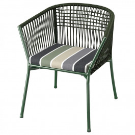 IKEA SEGERON Крісло з підлокітниками, зовнішнє, темно-зелений/Froson/Duvholmen у смужку (695.330.34)