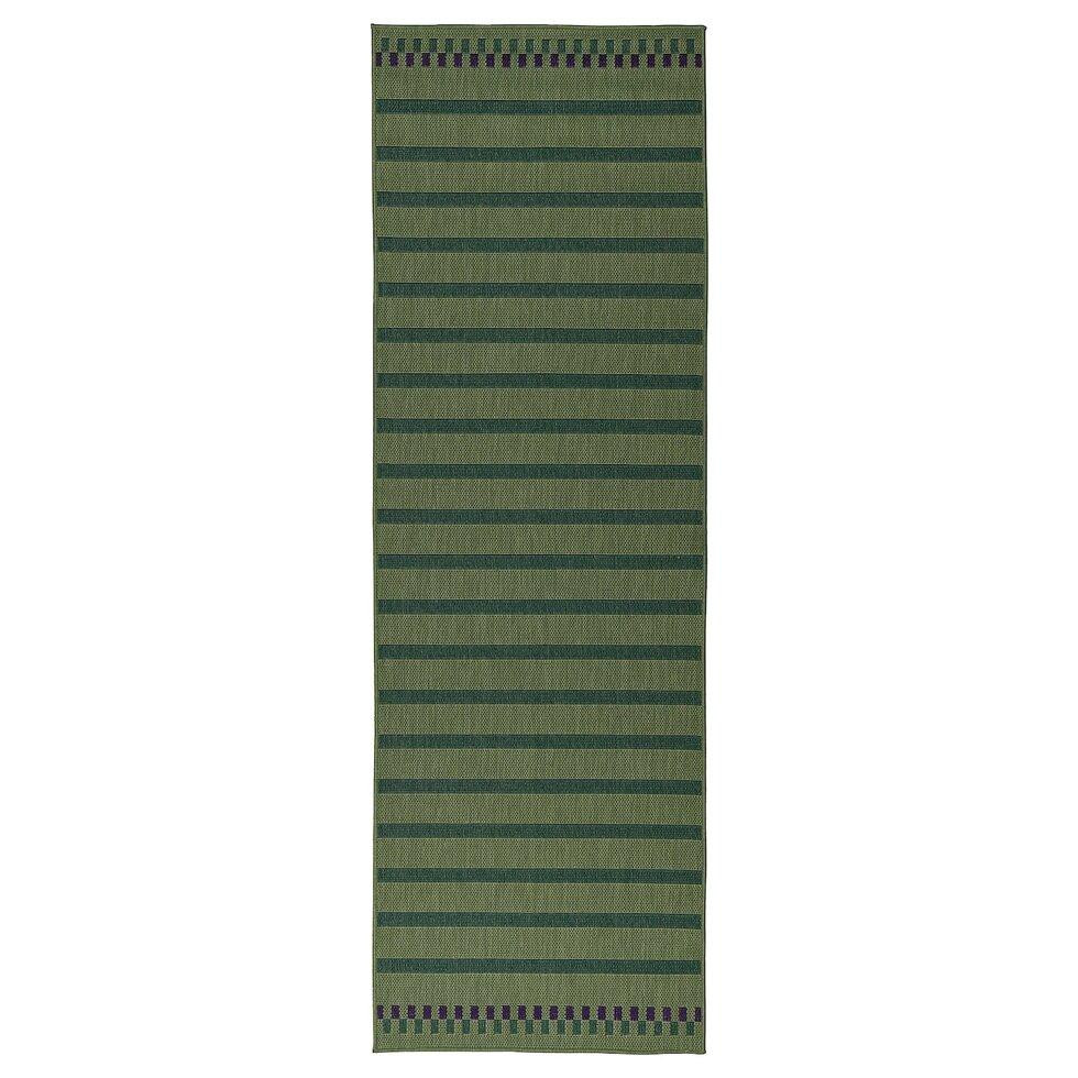 IKEA KORSNING, 305.532.35, Внутрішній тканий килим, зовні, зелена фіалка, смугастий, 80х250 см - зображення 1