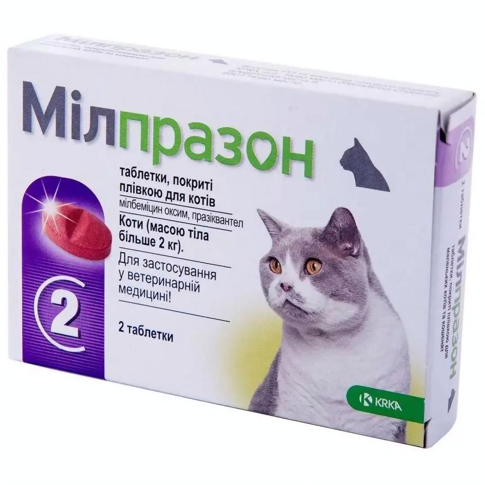 KRKA Милпразон 16 мг (Milprazon) Антигельминтик для кошек (более 2 кг) 1 таблетка (3838989646219) - зображення 1