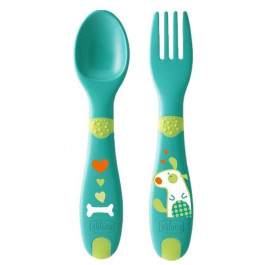 Chicco Набор: ложка и вилка First Cutlery, 12m+ (16101.30)