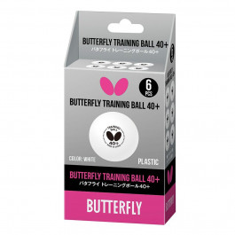 Butterfly М'ячі для настільного тенісу  Training Ball 40+ (6 шт.) Білий