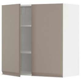 IKEA METOD Навісна шафа з полицями/2 дверцята, білий/Upplov матовий темно-бежевий, 80x80 см (894.922.78)