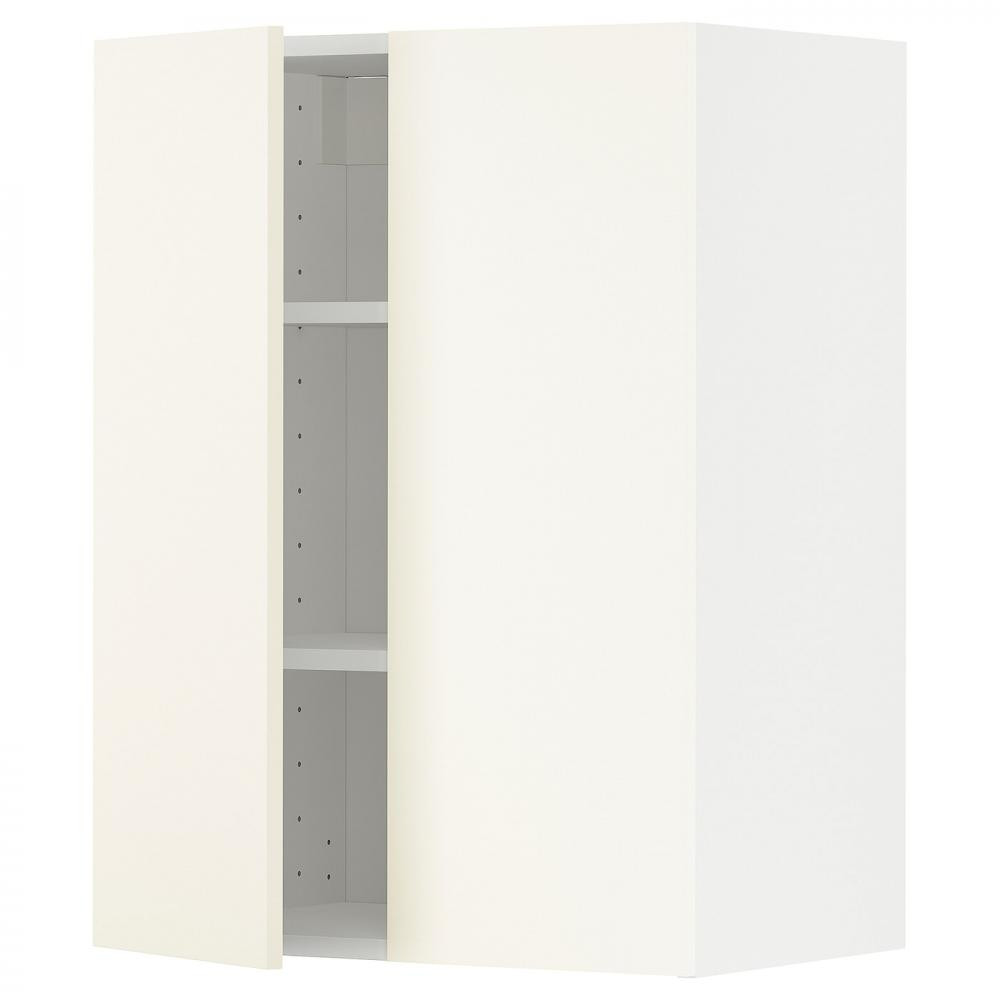 IKEA METOD Навісна шафа з полицями/2 дверцята, білий/Vallstena білий, 60x80 см (495.072.72) - зображення 1