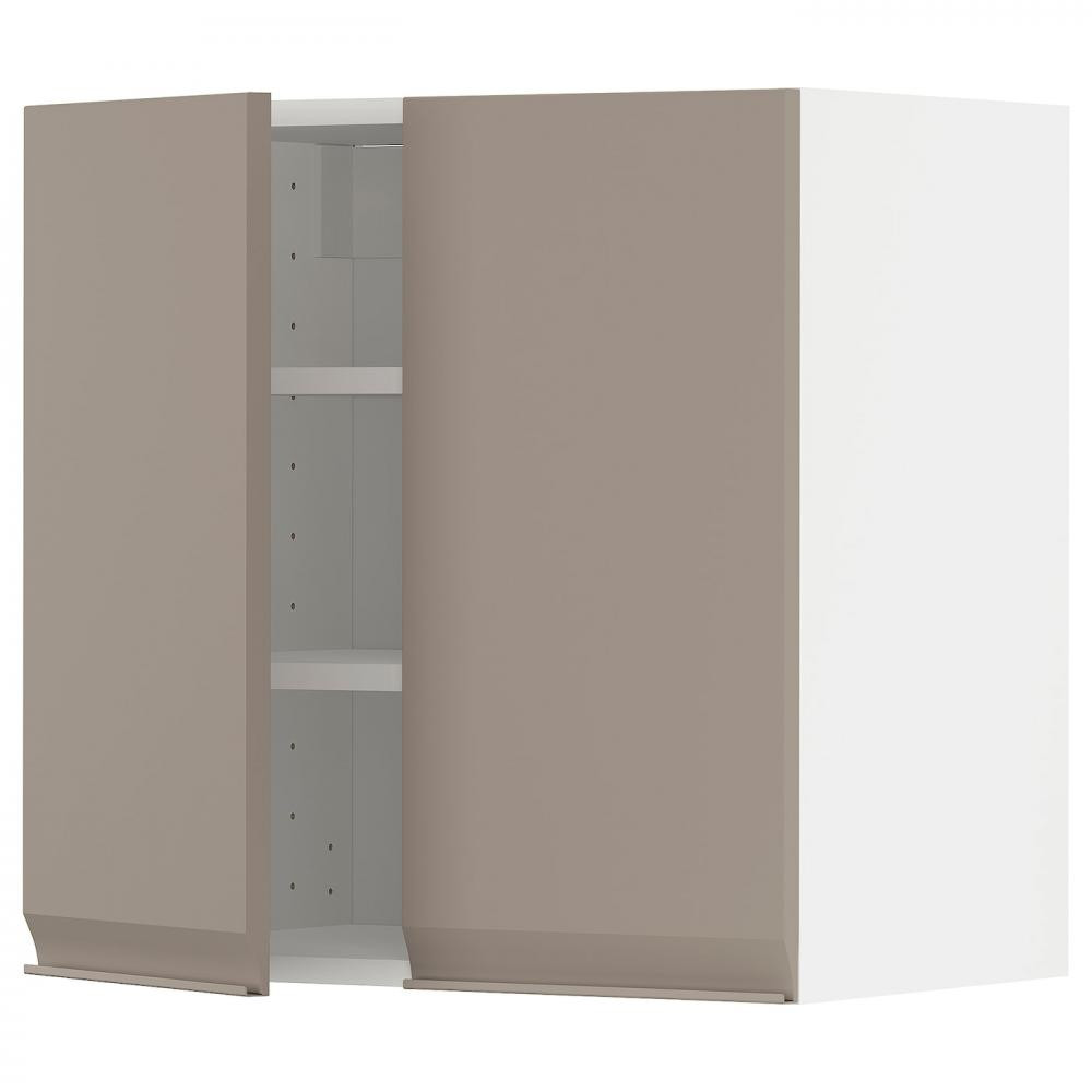 IKEA METOD Навісна шафа з полицями/2 дверцята, білий/Upplov матовий темно-бежевий, 60x60 см (594.922.46) - зображення 1