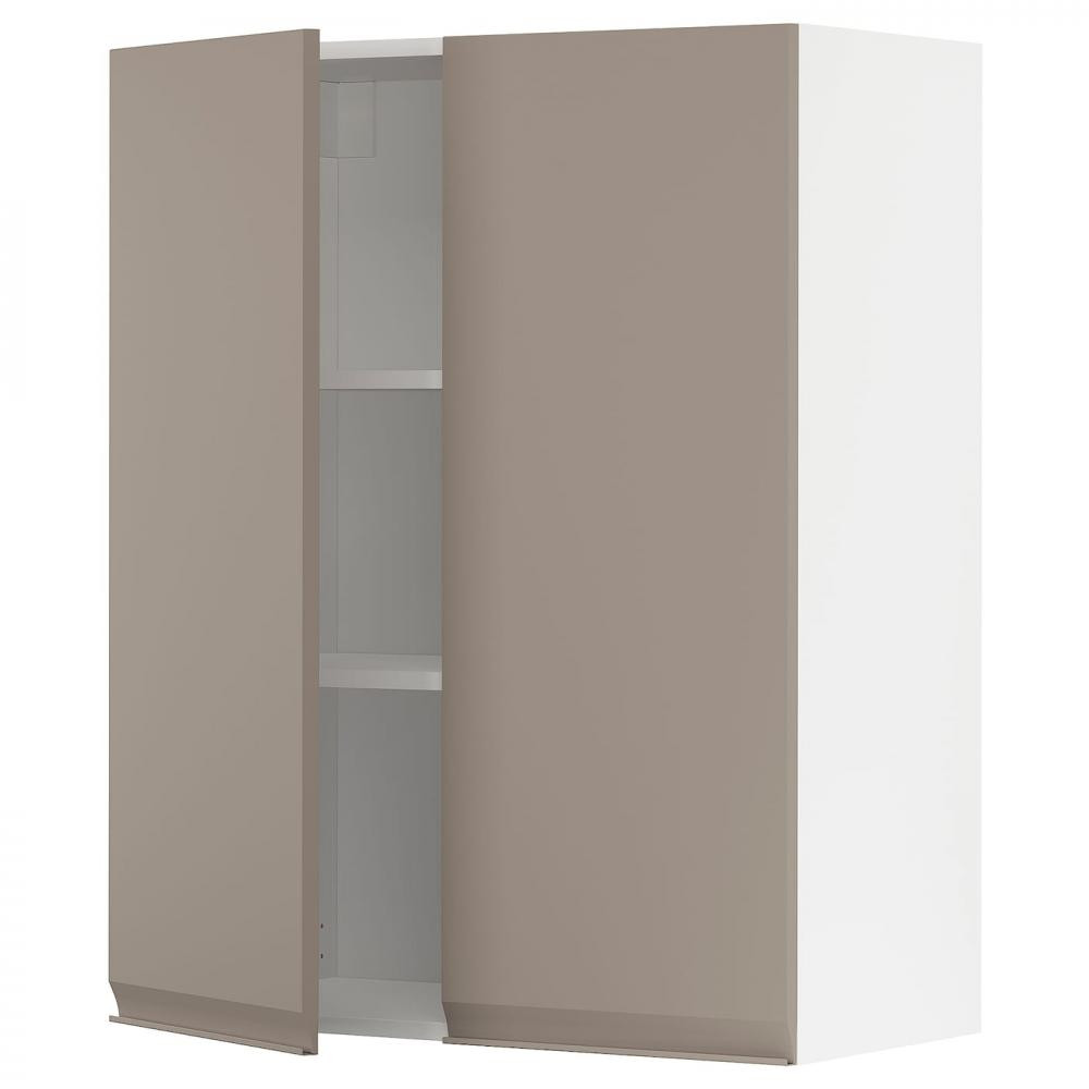 IKEA METOD Навісна шафа з полицями/2 дверцята, білий/Upplov матовий темно-бежевий, 80x100 см (994.924.09) - зображення 1