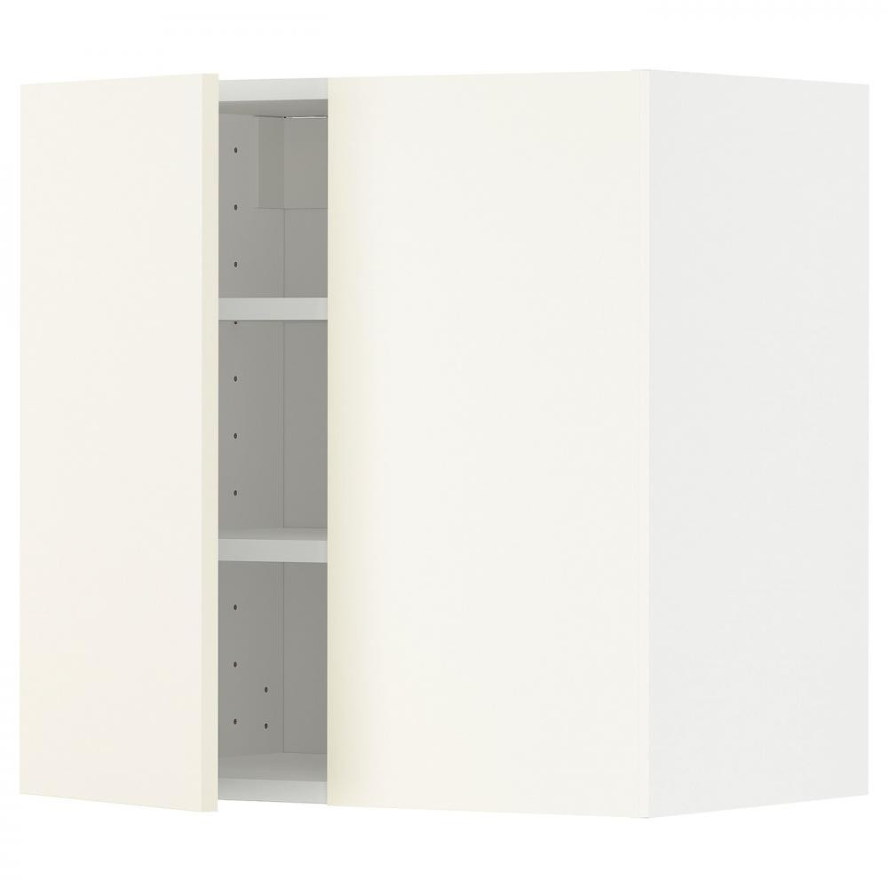 IKEA METOD Навісна шафа з полицями/2 дверцята, білий/Vallstena білий, 60x60 см (895.072.70) - зображення 1