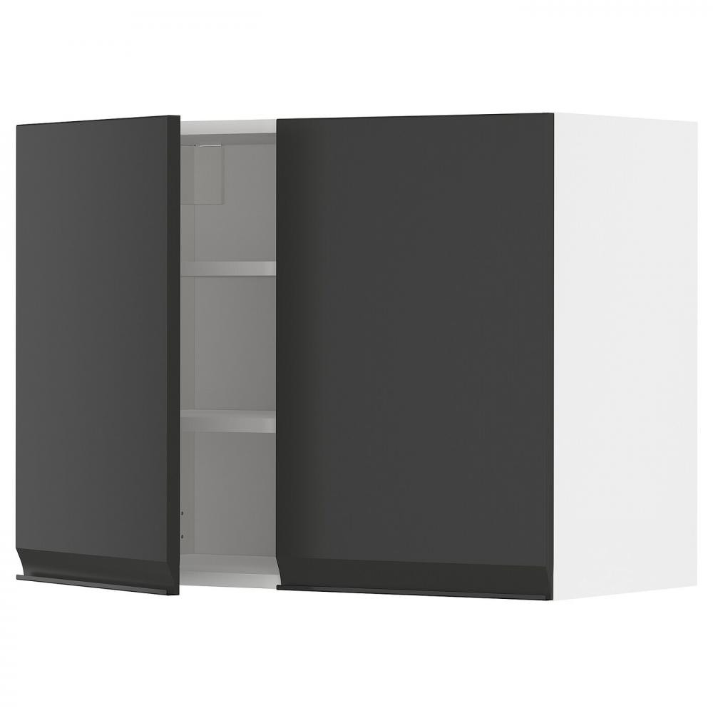 IKEA METOD Навісна шафа з полицями/2 дверцята, білий/Upplov матовий антрацит, 80x60 см (794.928.44) - зображення 1