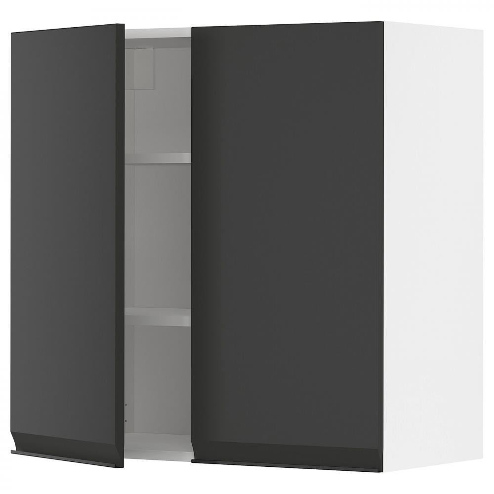 IKEA METOD Навісна шафа з полицями/2 дверцята, білий/Upplov матовий антрацит, 80x80 см (394.933.60) - зображення 1