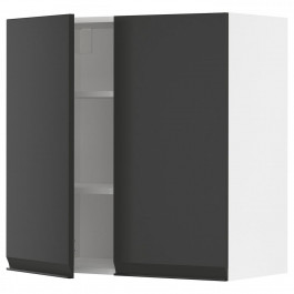 IKEA METOD Навісна шафа з полицями/2 дверцята, білий/Upplov матовий антрацит, 80x80 см (394.933.60)