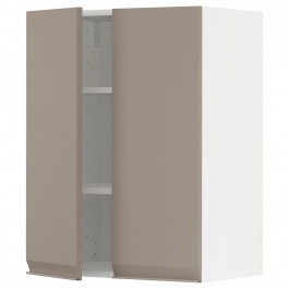 IKEA METOD Навісна шафа з полицями/2 дверцята, білий/Upplov матовий темно-бежевий, 60x80 см (094.919.23)