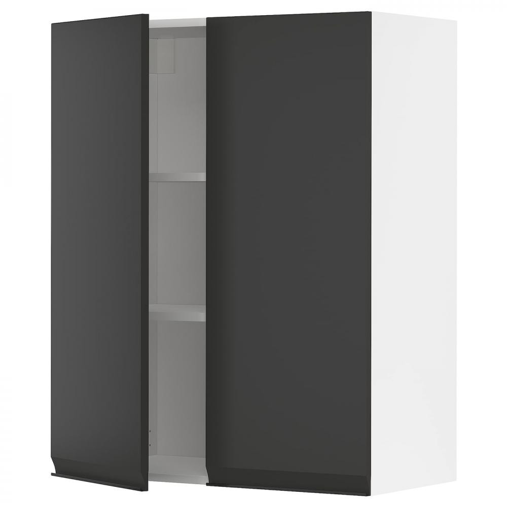 IKEA METOD Навісна шафа з полицями/2 дверцята, білий/Upplov матовий антрацит, 80x100 см (194.931.77) - зображення 1