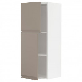 IKEA METOD Навісна шафа з полицями/2 дверцята, білий/Upplov матовий темно-бежевий, 40x100 см (894.917.16)