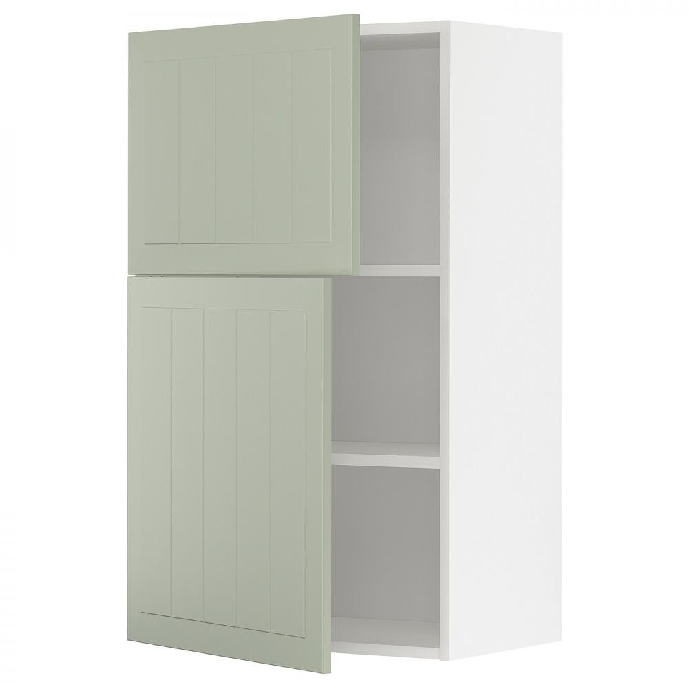 IKEA METOD Навісна шафа з полицями/2 дверцята, білий/Stensund світло-зелений, 60x100 см (094.873.08) - зображення 1