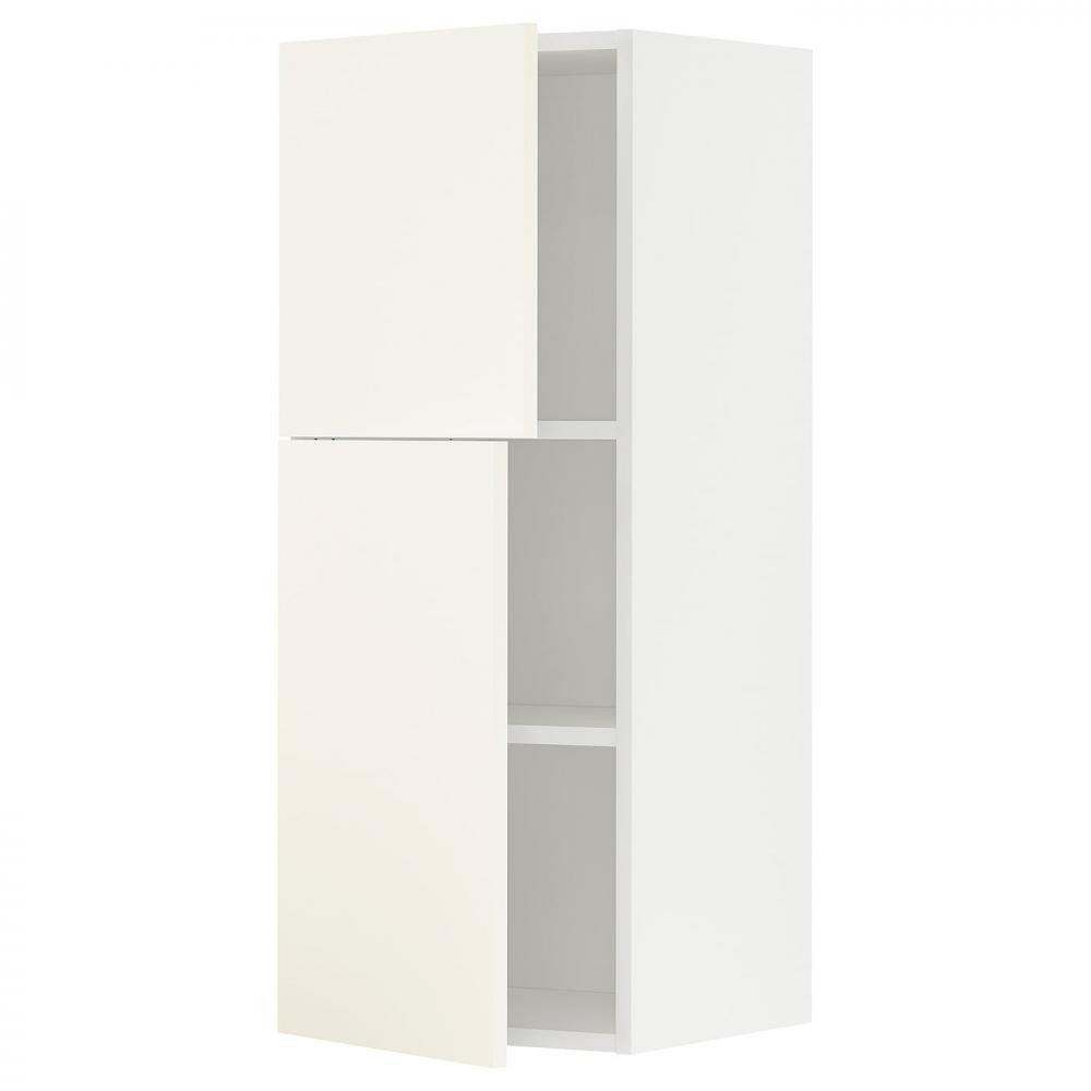 IKEA METOD Навісна шафа з полицями/2 дверцята, білий/Vallstena білий, 40x100 см (895.072.65) - зображення 1