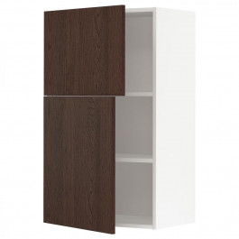 IKEA METOD Навісна шафа з полицями/2 дверцята, білий/Sinarp коричневий, 60x100 см (294.701.61)