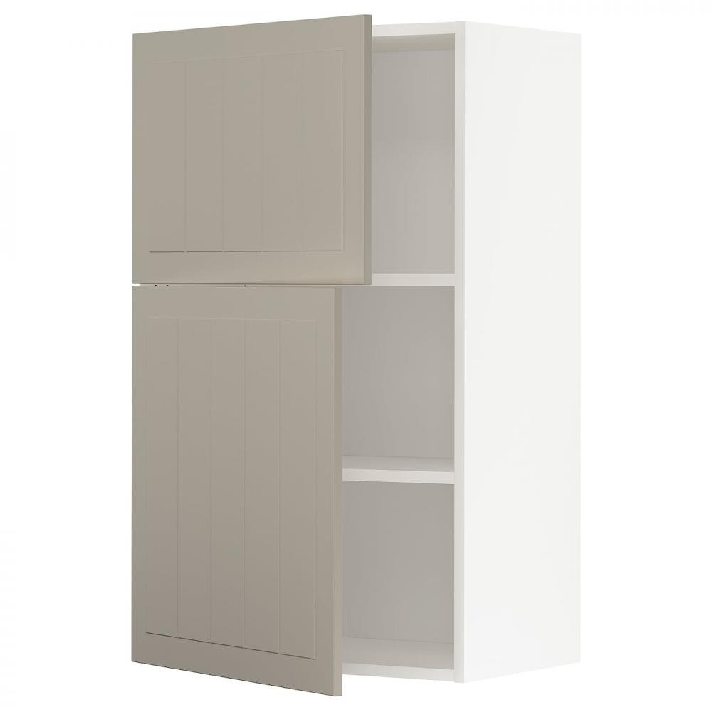 IKEA METOD Навісна шафа з полицями/2 дверцята, білий/Stensund beige, 60x100 см (994.598.29) - зображення 1
