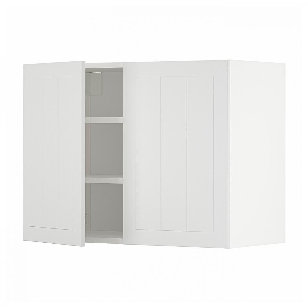 IKEA METOD Навісна шафа з полицями/2 дверцята, білий/Stensund білий, 80x60 см (894.696.64) - зображення 1