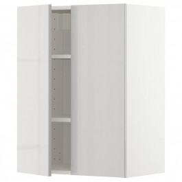 IKEA METOD Навісна шафа з полицями/2 дверцята, білий/Ringhult світло-сірий, 60x80 см (094.631.09)