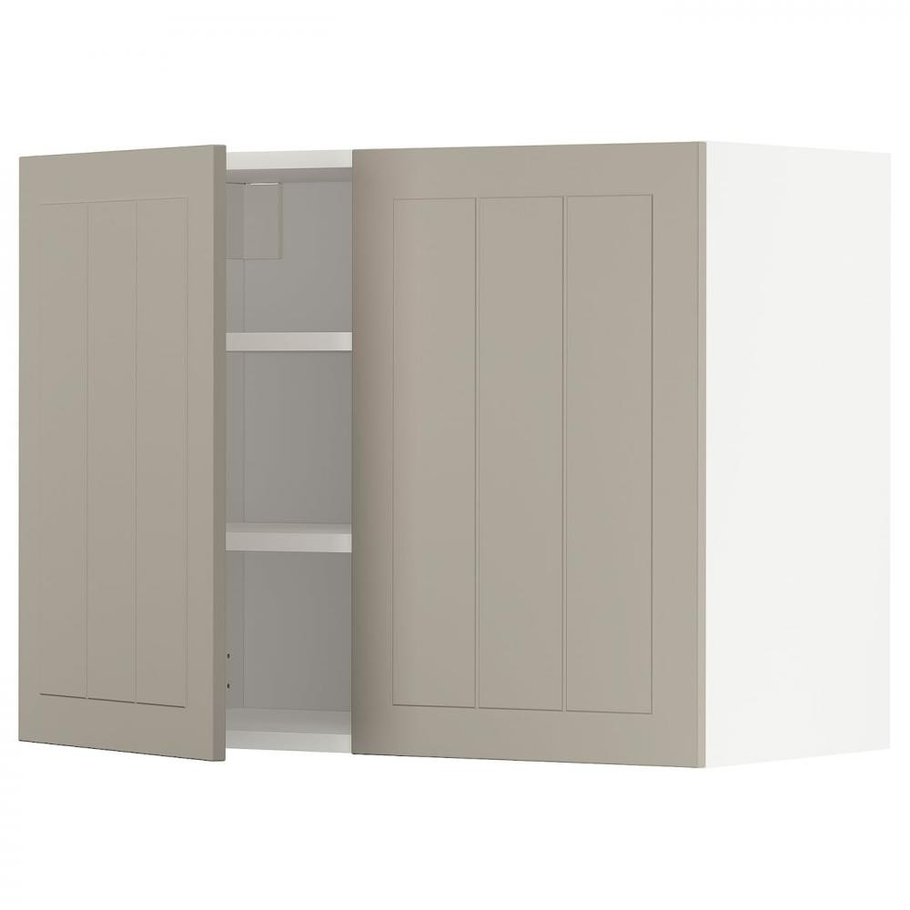 IKEA METOD Навісна шафа з полицями/2 дверцята, білий/Stensund бежевий, 80x60 см (294.597.43) - зображення 1