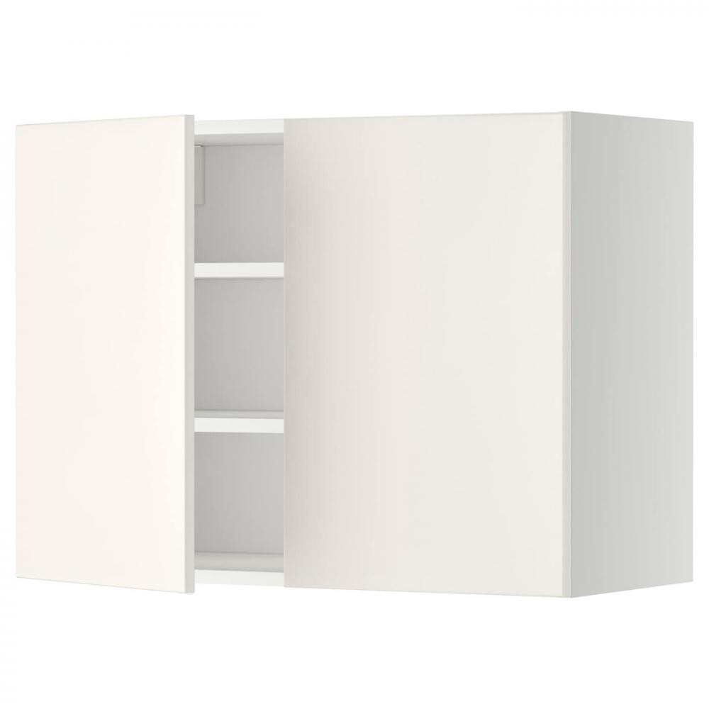 IKEA METOD Навісна шафа з полицями/2 дверцята, білий/Veddinge білий, 80x60 см (394.545.42) - зображення 1