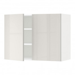 IKEA METOD Навісна шафа з полицями/2 дверцята, білий/Ringhult світло-сірий, 80x60 см (994.668.44)