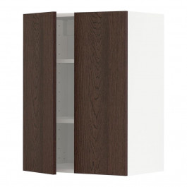 IKEA METOD Навісна шафа з полицями/2 дверцята, білий/Sinarp коричневий, 60x80 см (994.607.76)