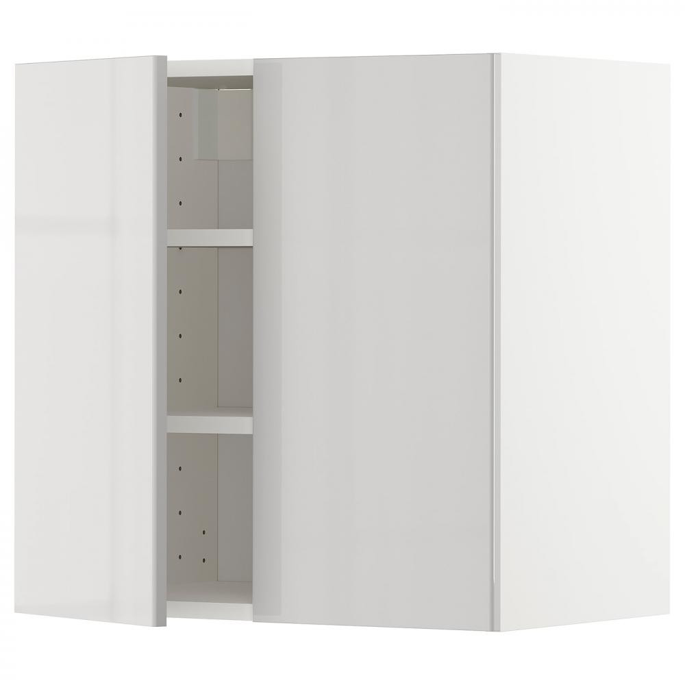IKEA METOD Навісна шафа з полицями/2 дверцята, білий/Ringhult світло-сірий, 60x60 см (294.673.85) - зображення 1