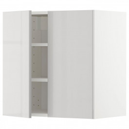 IKEA METOD Навісна шафа з полицями/2 дверцята, білий/Ringhult світло-сірий, 60x60 см (294.673.85)