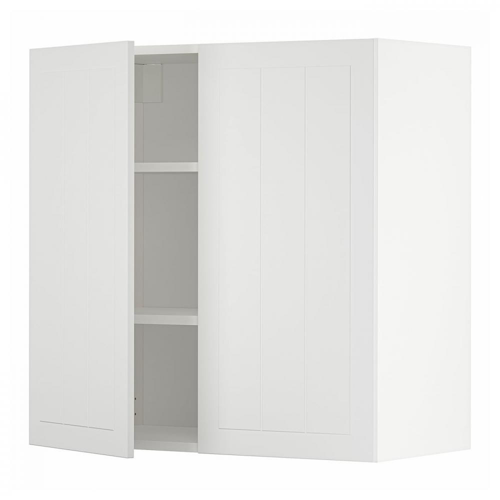 IKEA METOD Навісна шафа з полицями/2 дверцята, білий/Stensund білий, 80х80 см (994.665.04) - зображення 1