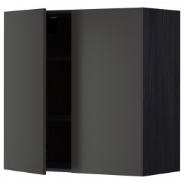IKEA METOD Навісна шафа з полицями/2 дверцята, чорний/Nickebo матовий антрацит, 80x80 см (894.990.72)