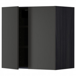 IKEA METOD Навісна шафа з полицями/2 дверцята, чорний/Nickebo матовий антрацит, 60x60 см (394.987.15)