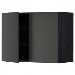 IKEA METOD Навісна шафа з полицями/2 дверцята, чорний/Nickebo матовий антрацит, 80x60 см (994.986.80)
