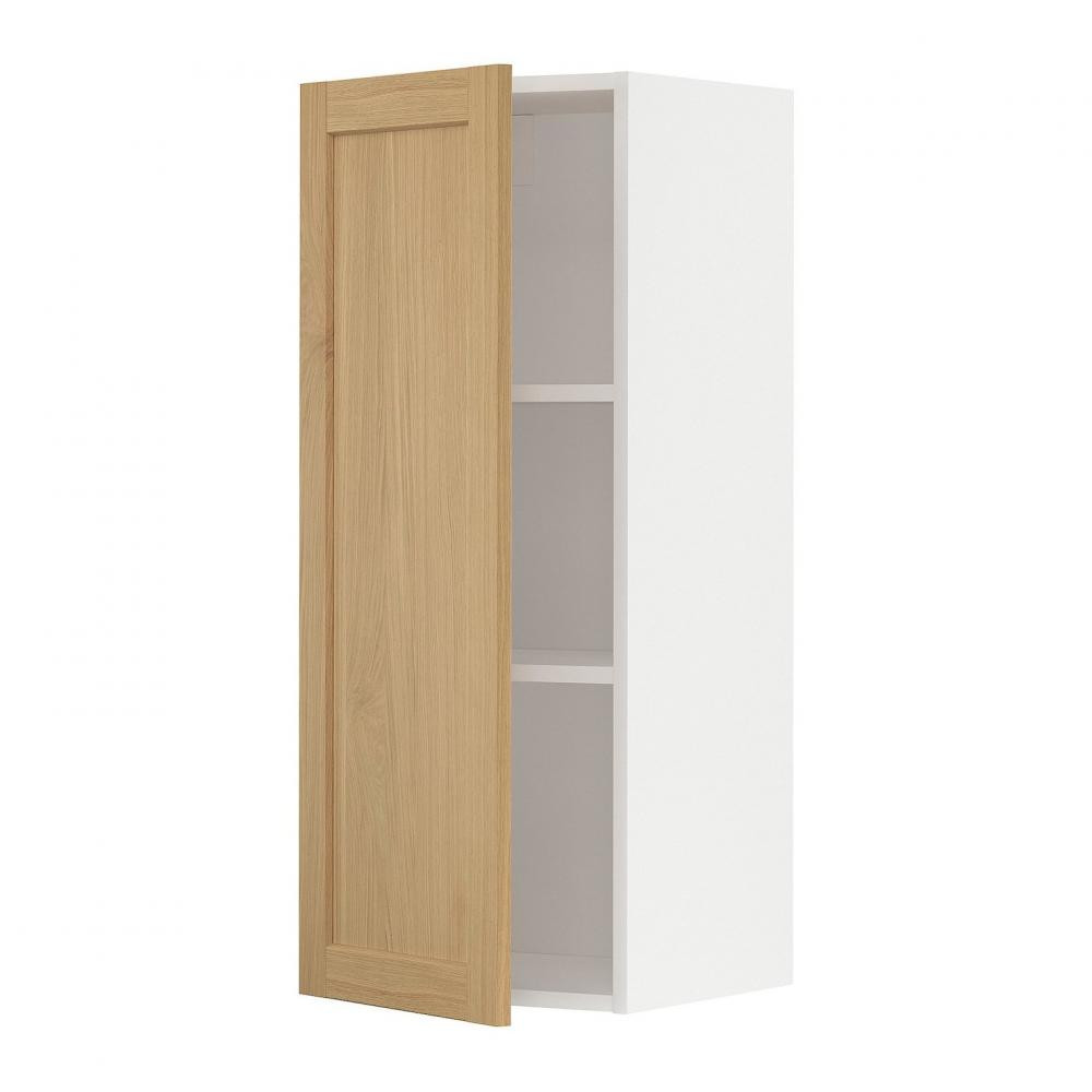 IKEA METOD Навісна шафа з полицями, білий/дуб форсбакка, 40х100 см (595.093.41) - зображення 1