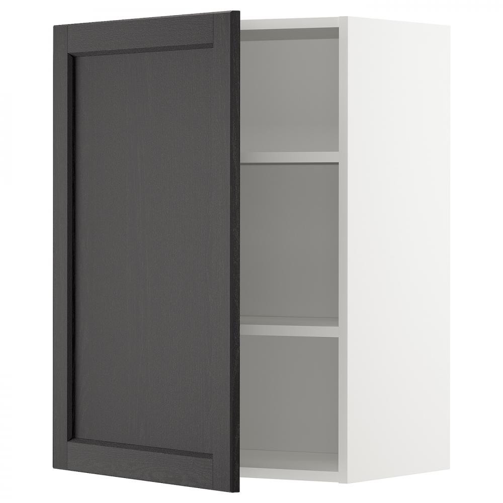 IKEA METOD Навісна шафа з полицями, Лерхітан білий/чорний, 60x80 см (594.644.51) - зображення 1