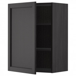 IKEA METOD Навісна шафа з полицями, чорна/чорна морилка Lerhyttan, 60x80 см (994.542.47)