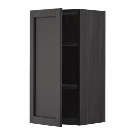 IKEA METOD Навісна шафа з полицями, чорна/чорна морилка Lerhyttan, 40x80 см (994.549.97)