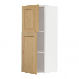 IKEA METOD Навісна шафа з полицями/2 дверцята, білий/дуб форсбакка, 40x100 см (295.093.47)