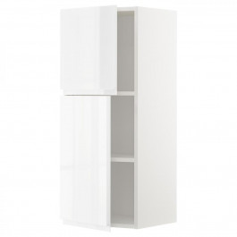 IKEA METOD Навісна шафа з полицями/2 дверцята, білий/Voxtorp глянцевий/білий, 40х100 см (094.647.07)