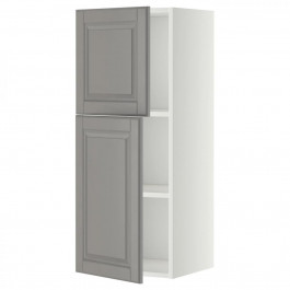 IKEA METOD Навісна шафа з полицями/2 дверцята, білий/сірий Bodbyn, 40x100 см (294.582.39)
