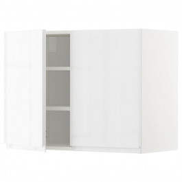 IKEA METOD Навісна шафа з полицями/2 дверцята, білий/Voxtorp глянцевий/білий, 80x60 см (794.561.48)