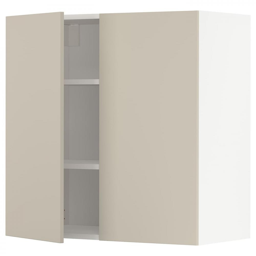 IKEA METOD Навісна шафа з полицями/2 дверцята, білий/Хавсторп бежевий, 80х80 см (794.700.12) - зображення 1