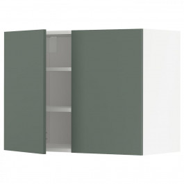 IKEA METOD Навісна шафа з полицями/2 дверцята, білий/Бодарп сіро-зелений, 80x60 см (594.672.75)